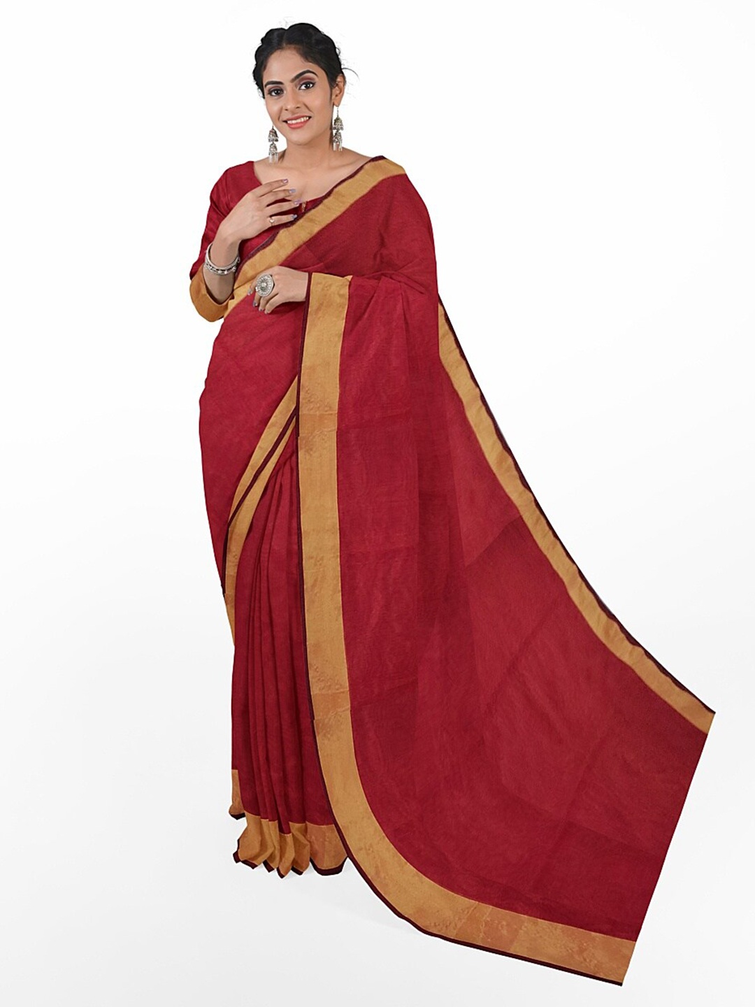 

Florence Red Silk Cotton Sungudi Saree