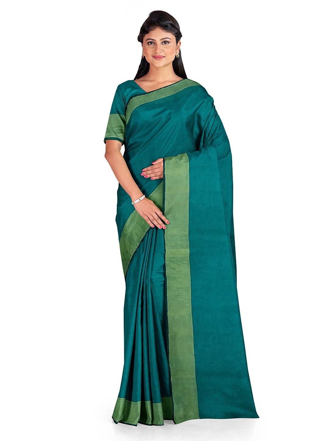 

KALINI Green Silk Cotton Sungudi Saree