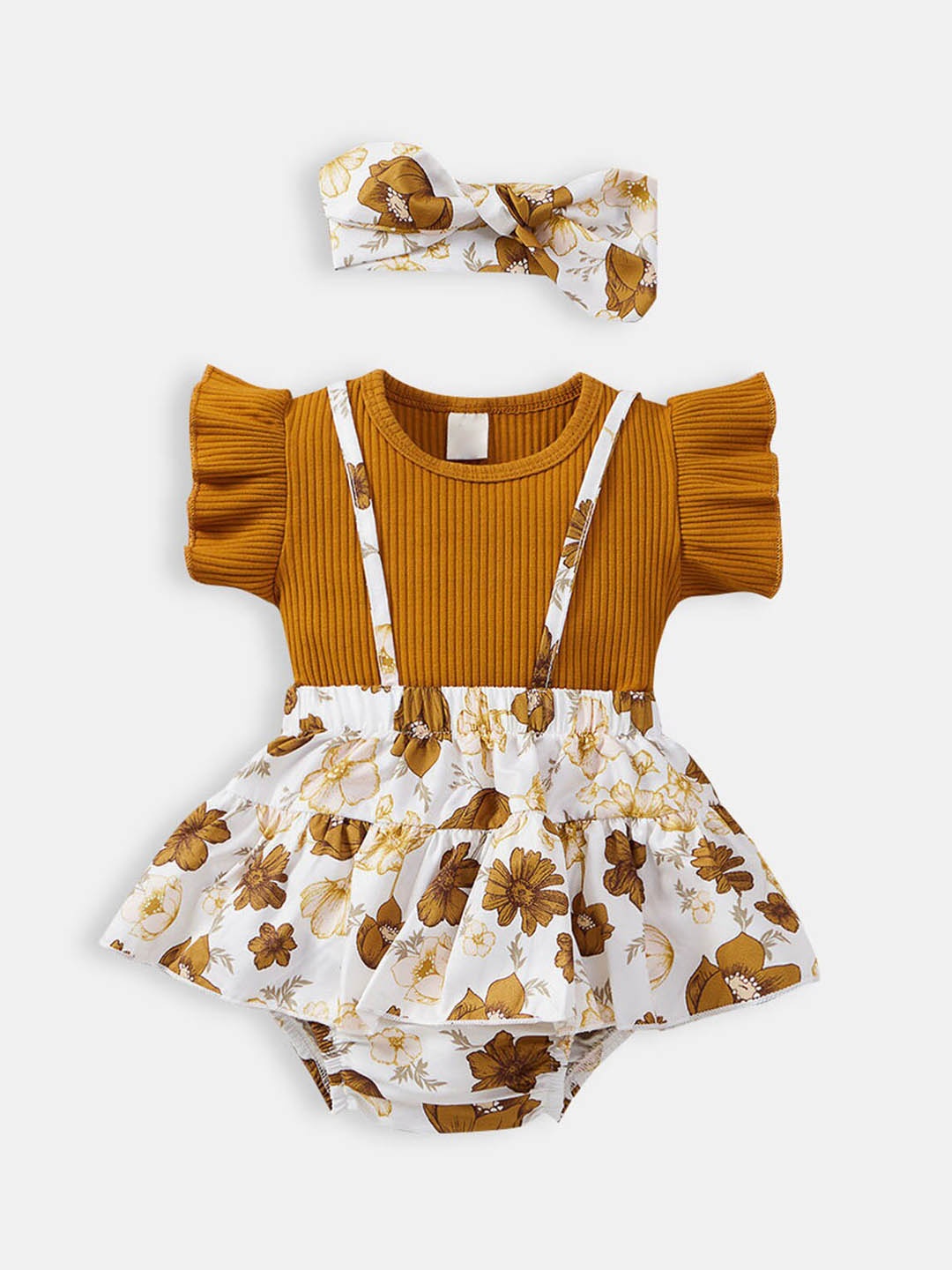 

Hopscotch Girls Brown & White T-shirt with Shorts