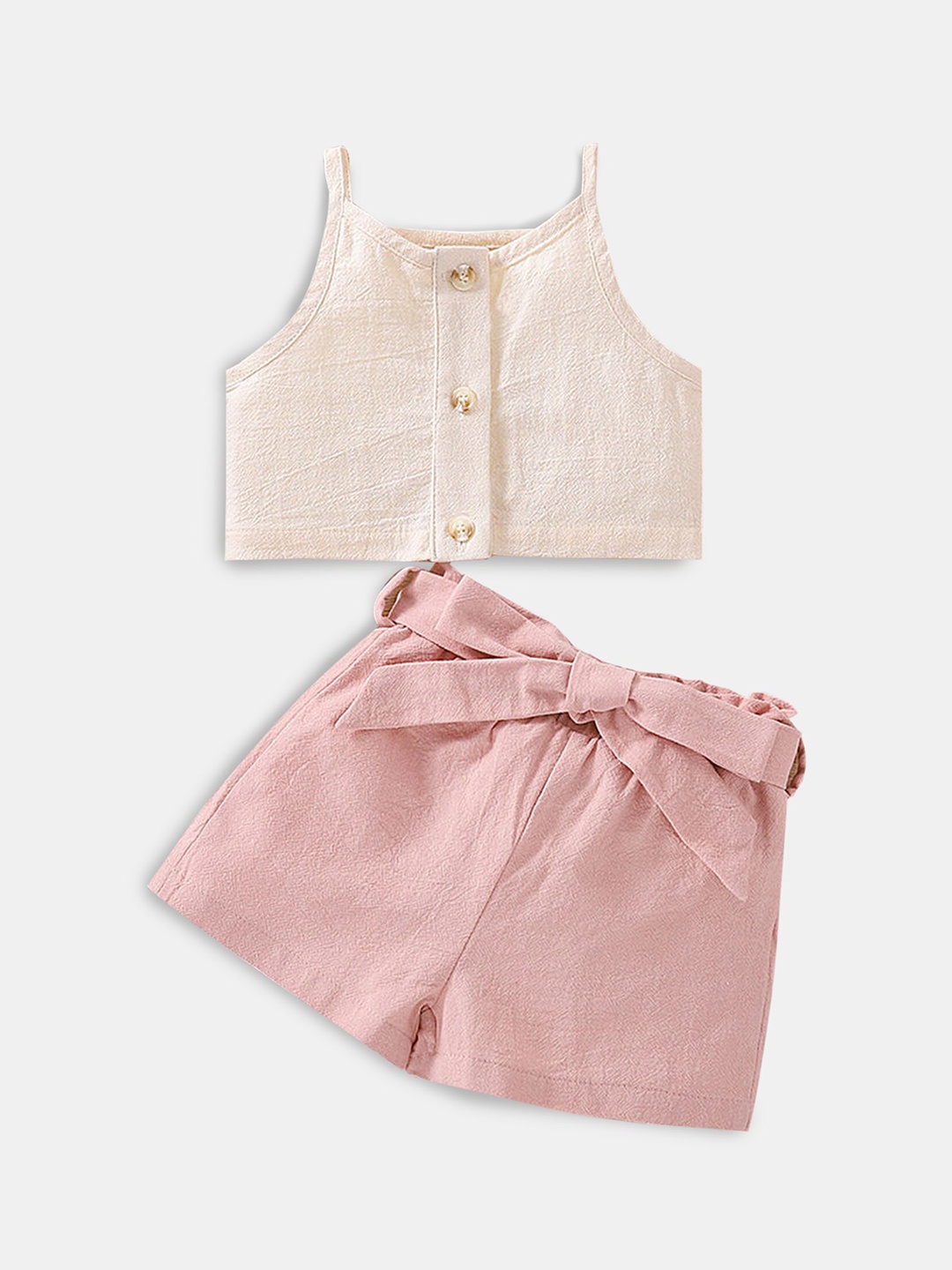 

Hopscotch Girls Pink & Beige Cotton Top with Shorts