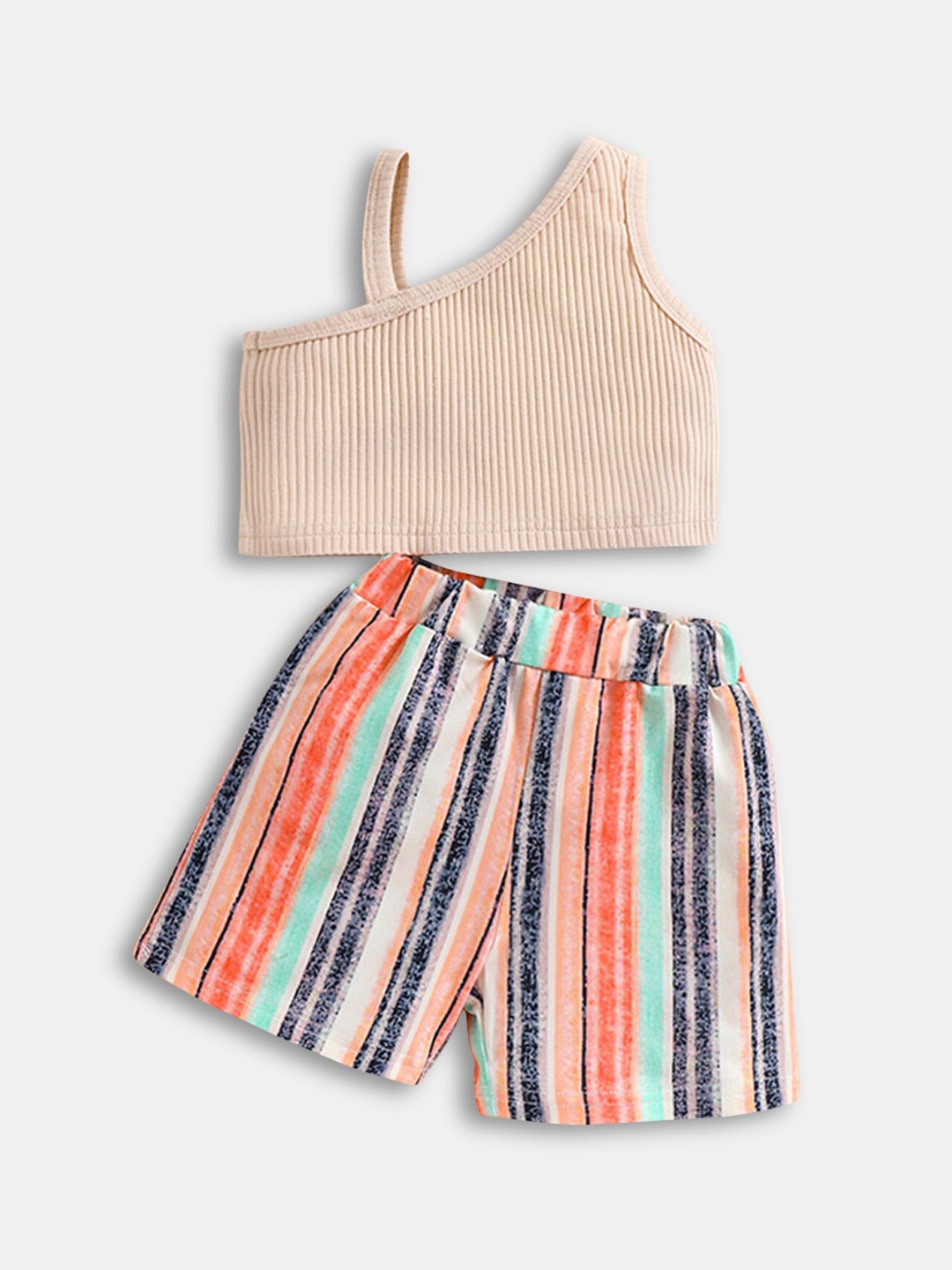 

Hopscotch Girls Beige & Blue Top with Shorts