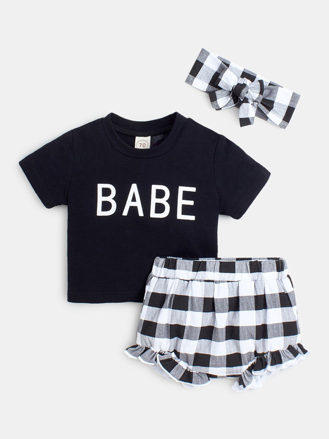 

Hopscotch Girls Black & White Printed T-shirt with Shorts
