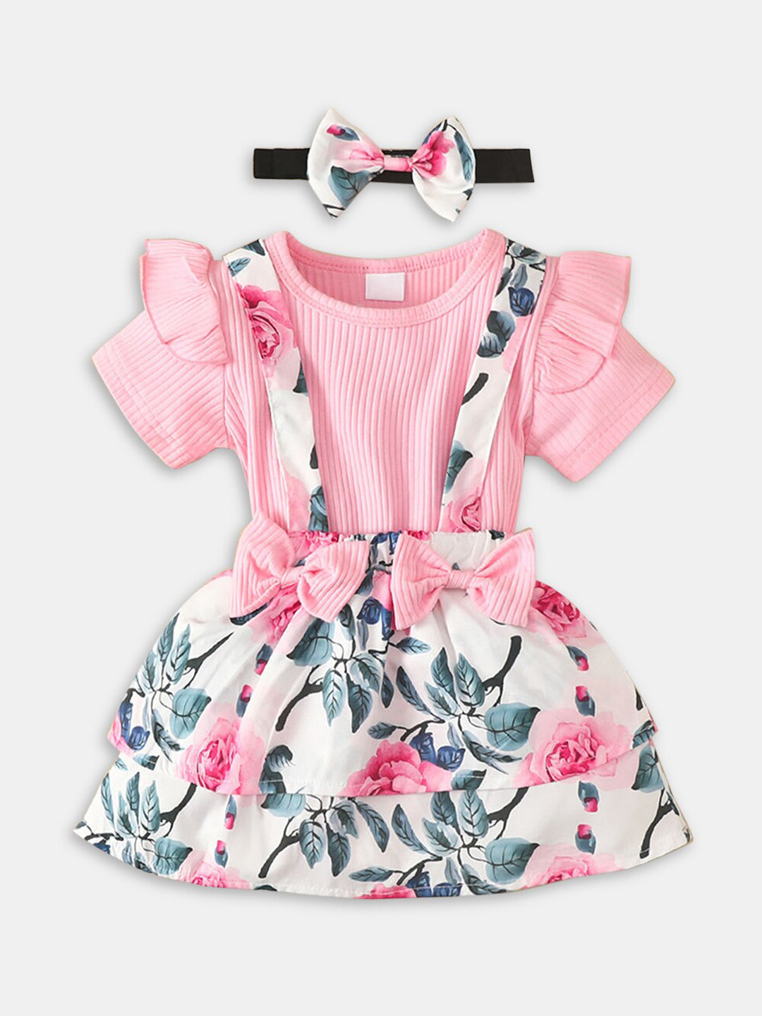 

Hopscotch Girls Pink & White Top with Skirt