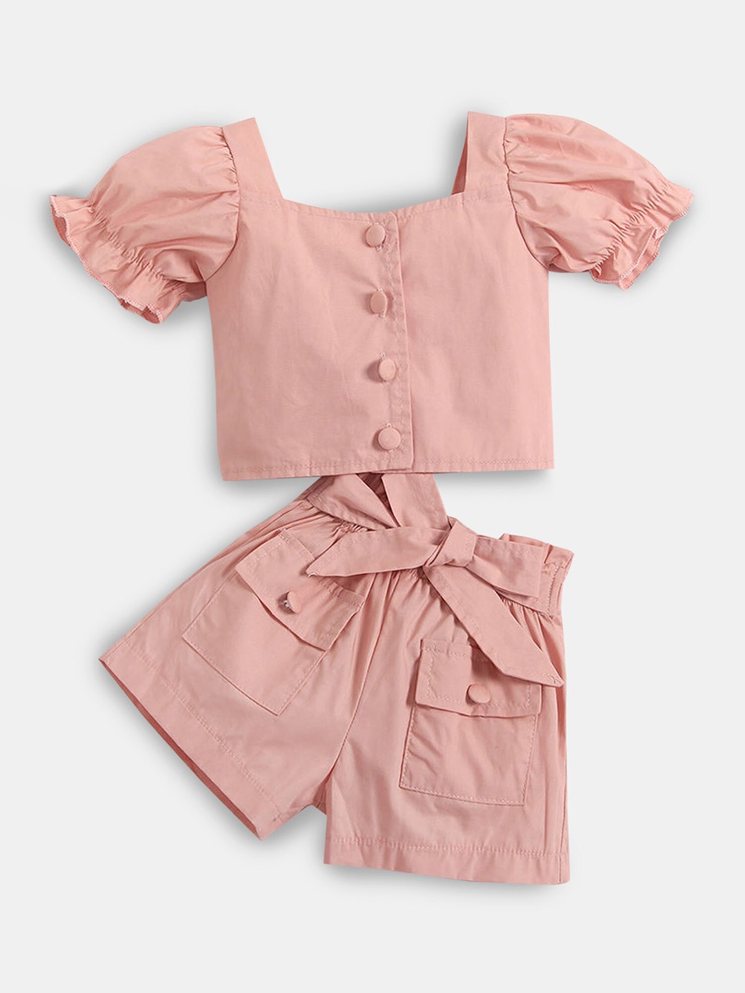 

Hopscotch Girls Peach-Coloured Top with Shorts