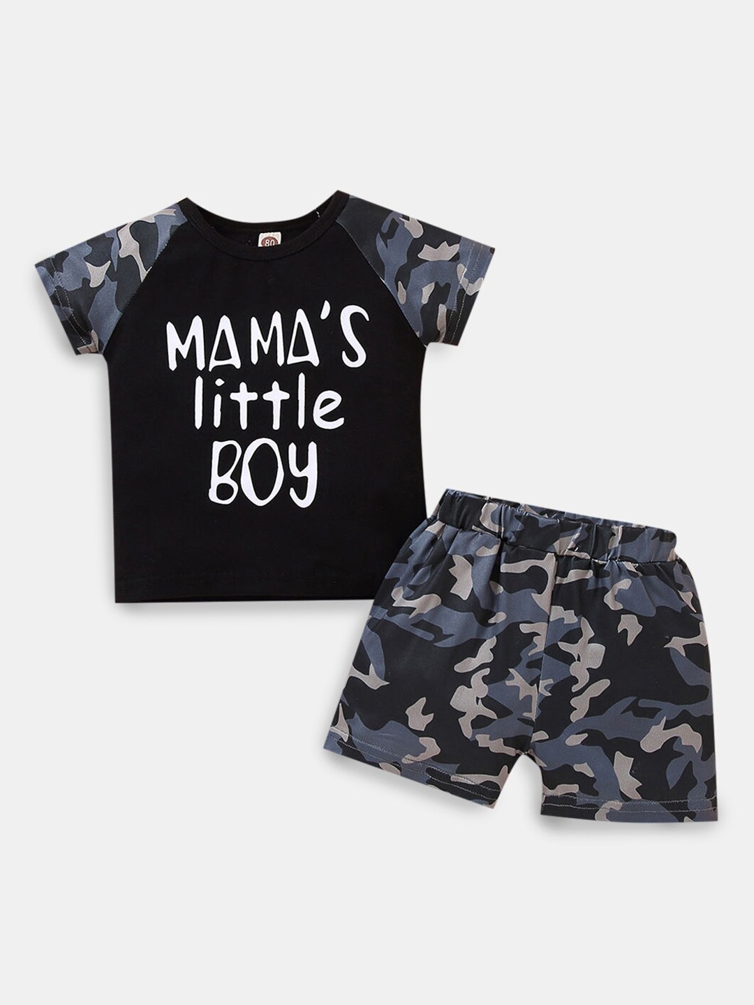 

Hopscotch Boys Black & Blue Printed T-shirt with Shorts