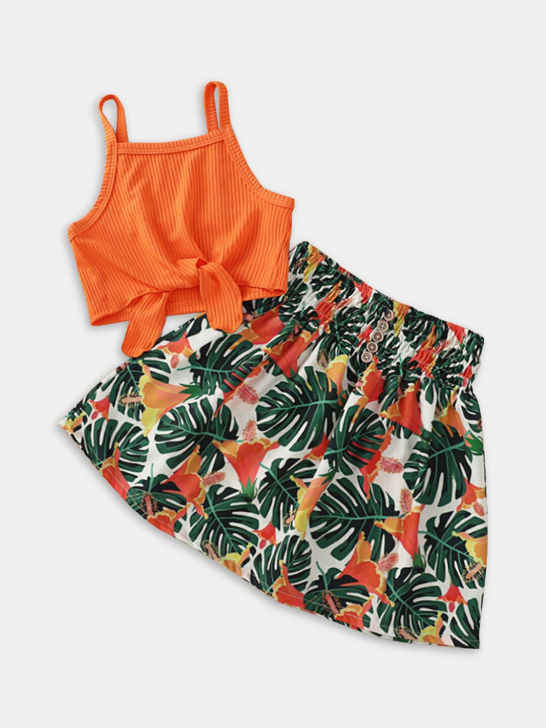 

Hopscotch Girls Orange & White Top with Skirt