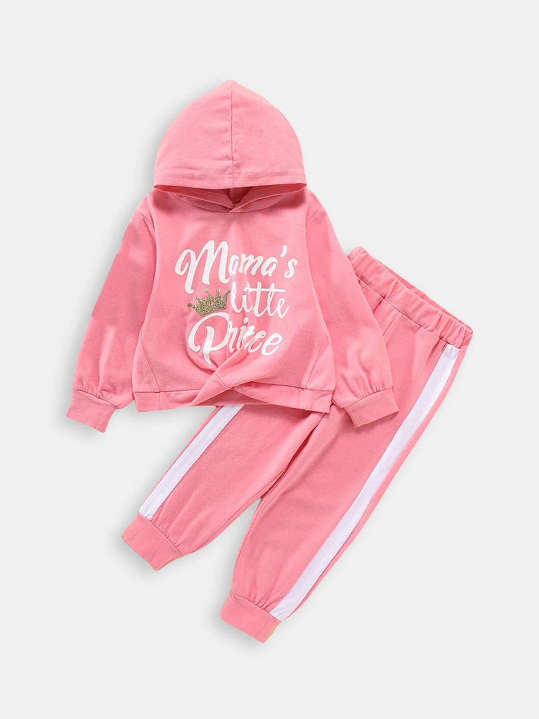 

Hopscotch Kids Girls Pink & White Printed Top With Trousers Set