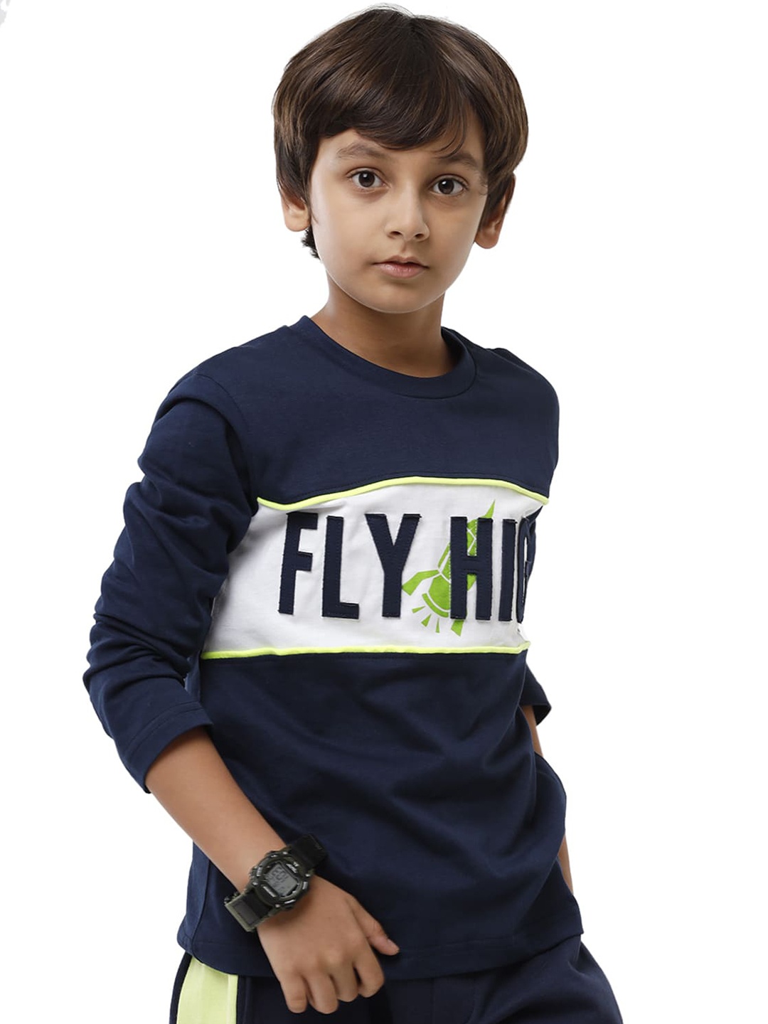 

UNDER FOURTEEN ONLY Boys Navy Blue Typography Printed T-shirt