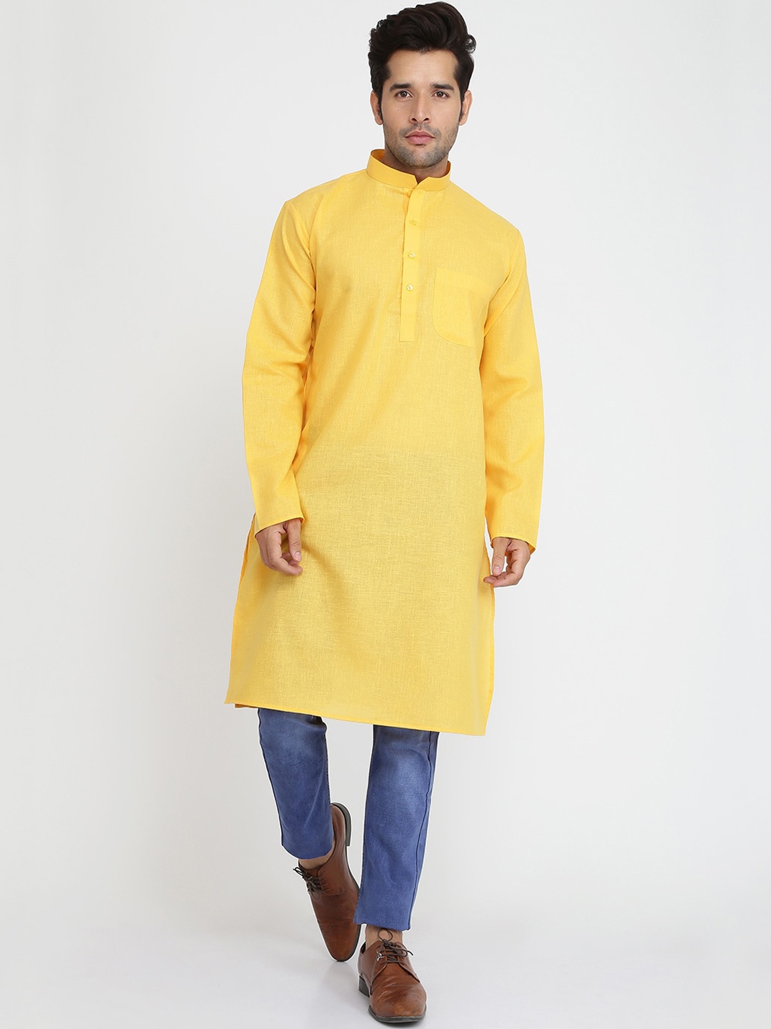 

ROYAL KURTA Men Yellow Kurta