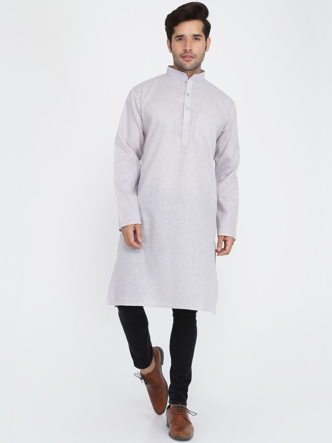 

ROYAL KURTA Men Grey Summer Sheers Kurta