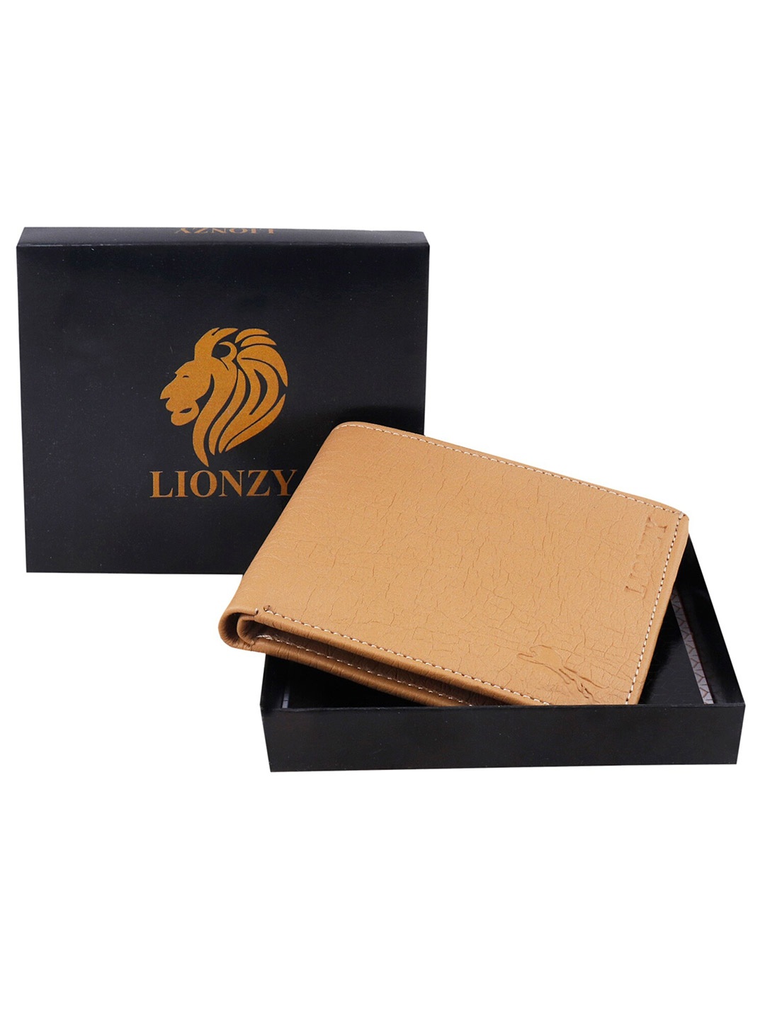 

LIONZY Men Beige Solid Two Fold Wallet