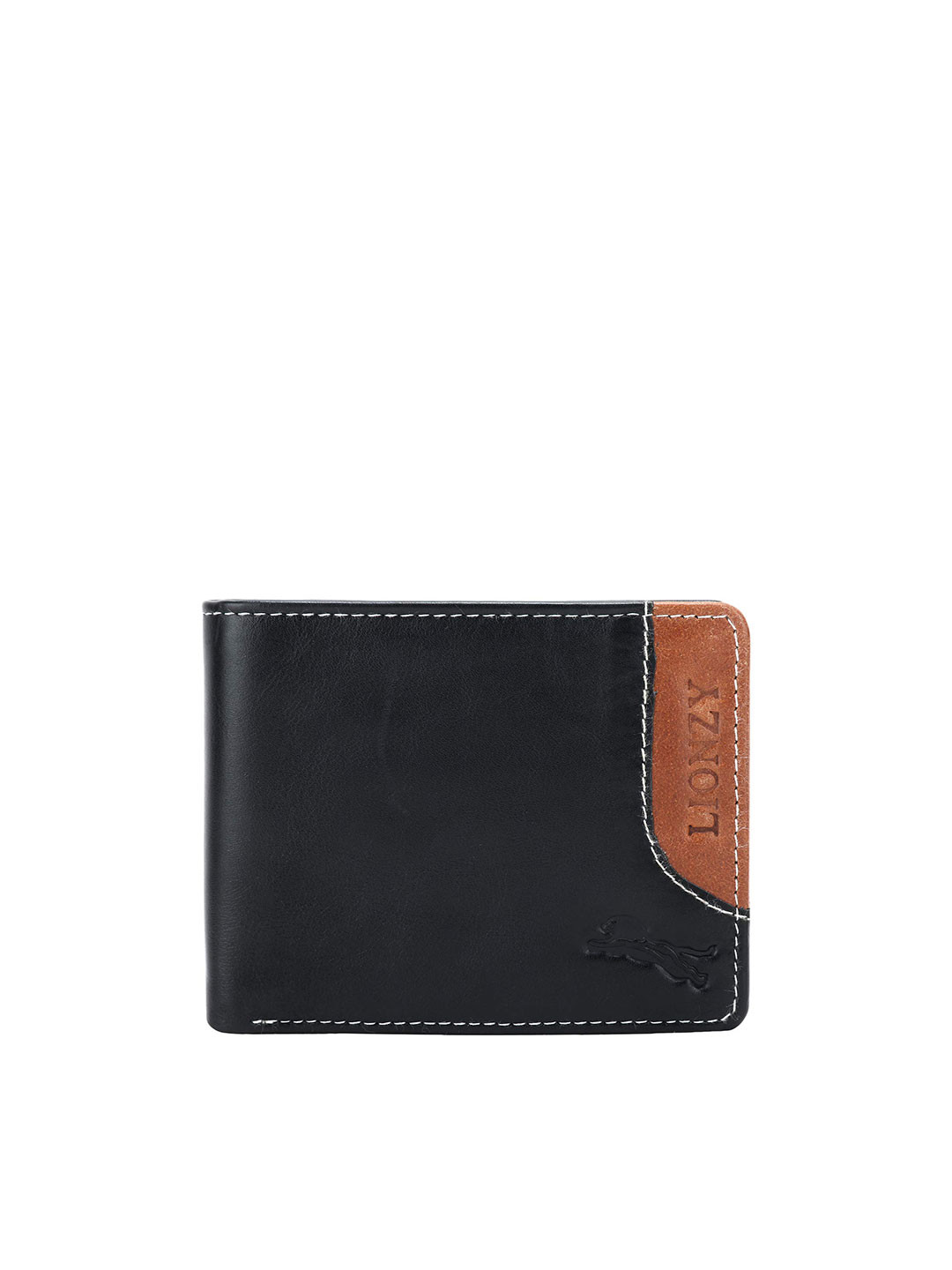 

LIONZY Men Black Leather Two Fold Wallet
