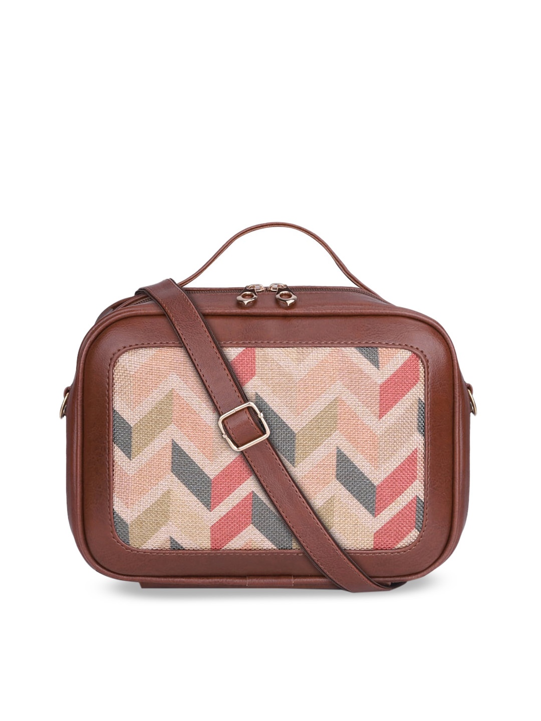 

THE CLOWNFISH Abana Cream-Coloured Geometric Structured Handheld Bag