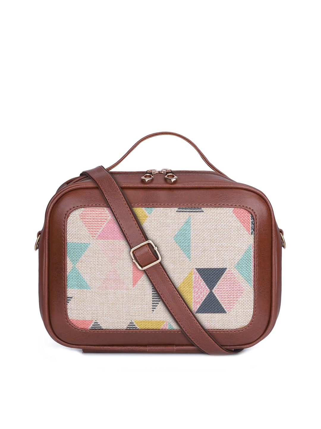 

THE CLOWNFISH Multicoloured Printed Structured Sling Bag with Applique, Multi