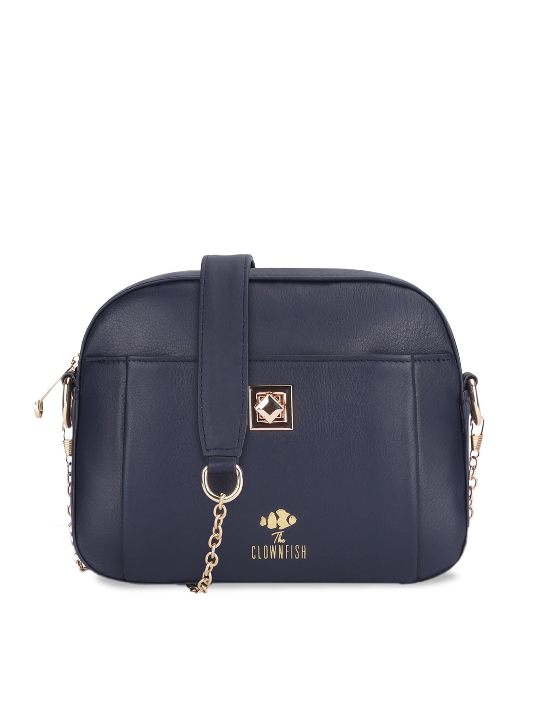 

THE CLOWNFISH Amanora Blue Leather Structured Sling Bag with Quilted
