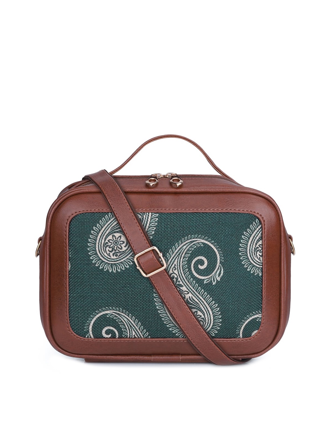 

THE CLOWNFISH Abana Women Green Ethnic Motifs Printed Hobo Bag