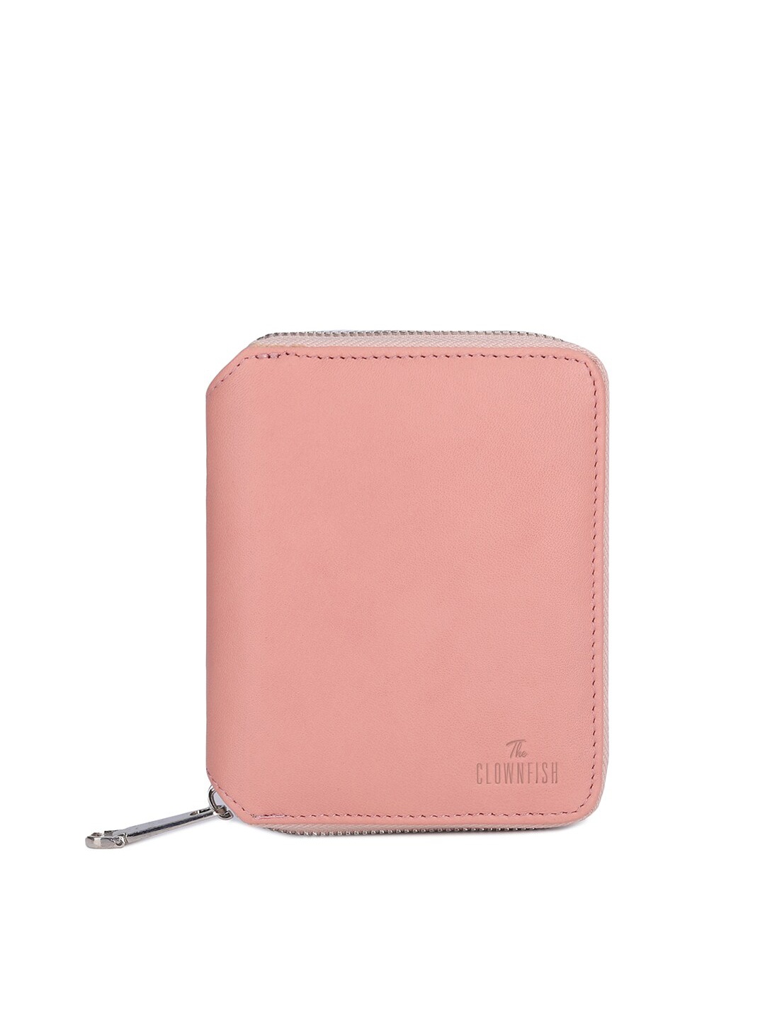 

THE CLOWNFISH Zia Pink Leather Zip Around Wallet