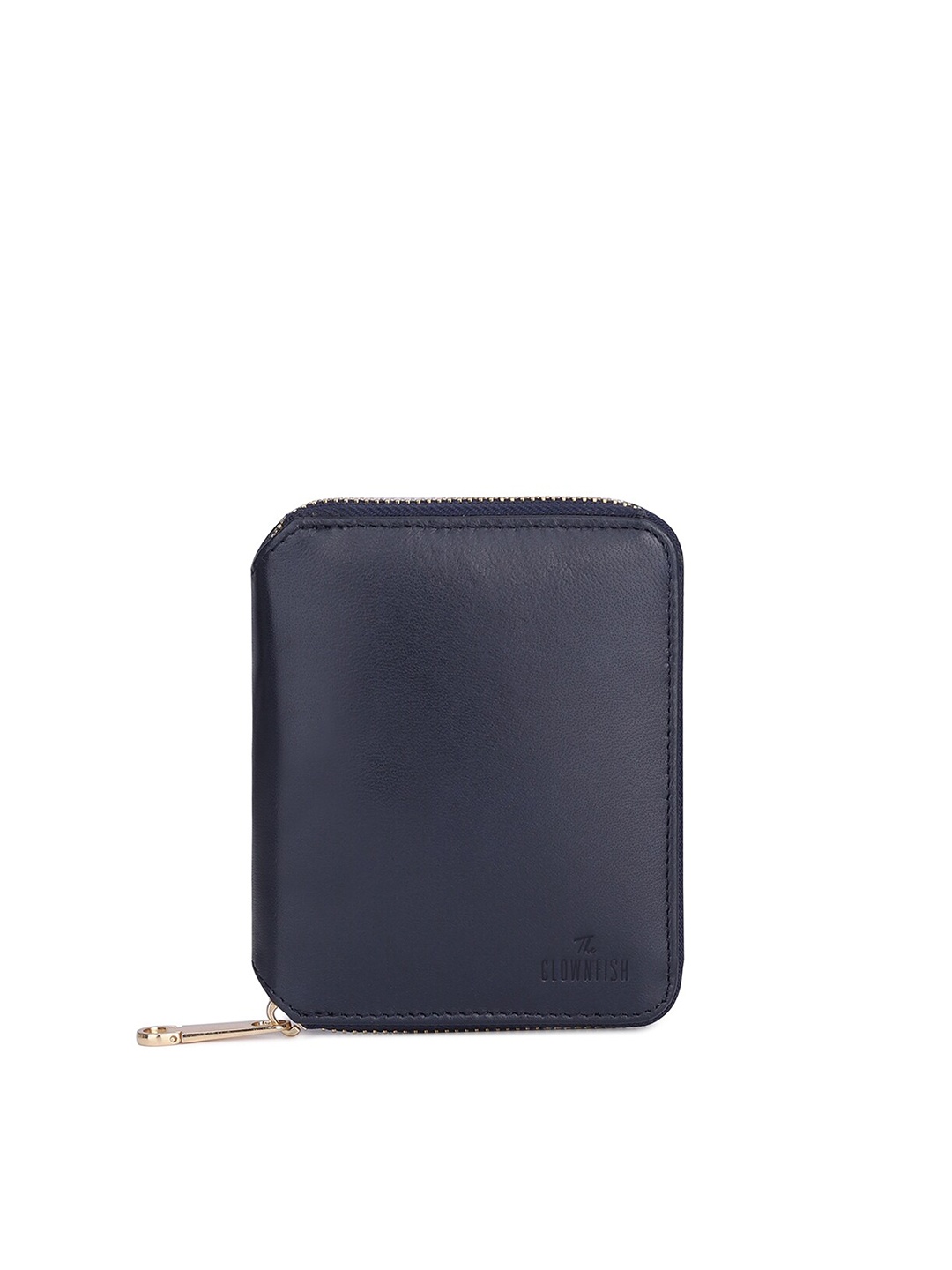 

THE CLOWNFISH Zia Blue Leather Zip Around Wallet