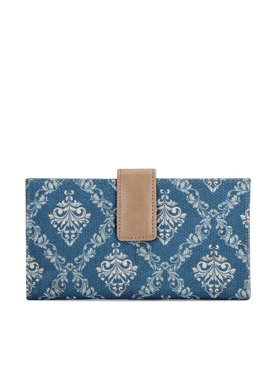 

THE CLOWNFISH Orlanda Blue & Beige Ethnic Motifs Printed Two Fold Wallet