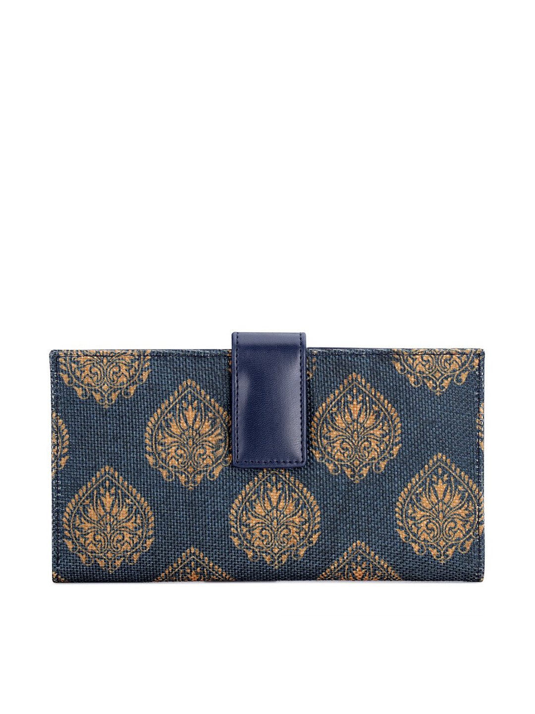 

THE CLOWNFISH Women Navy Blue & Brown Ethnic Motifs Printed Two Fold Wallet