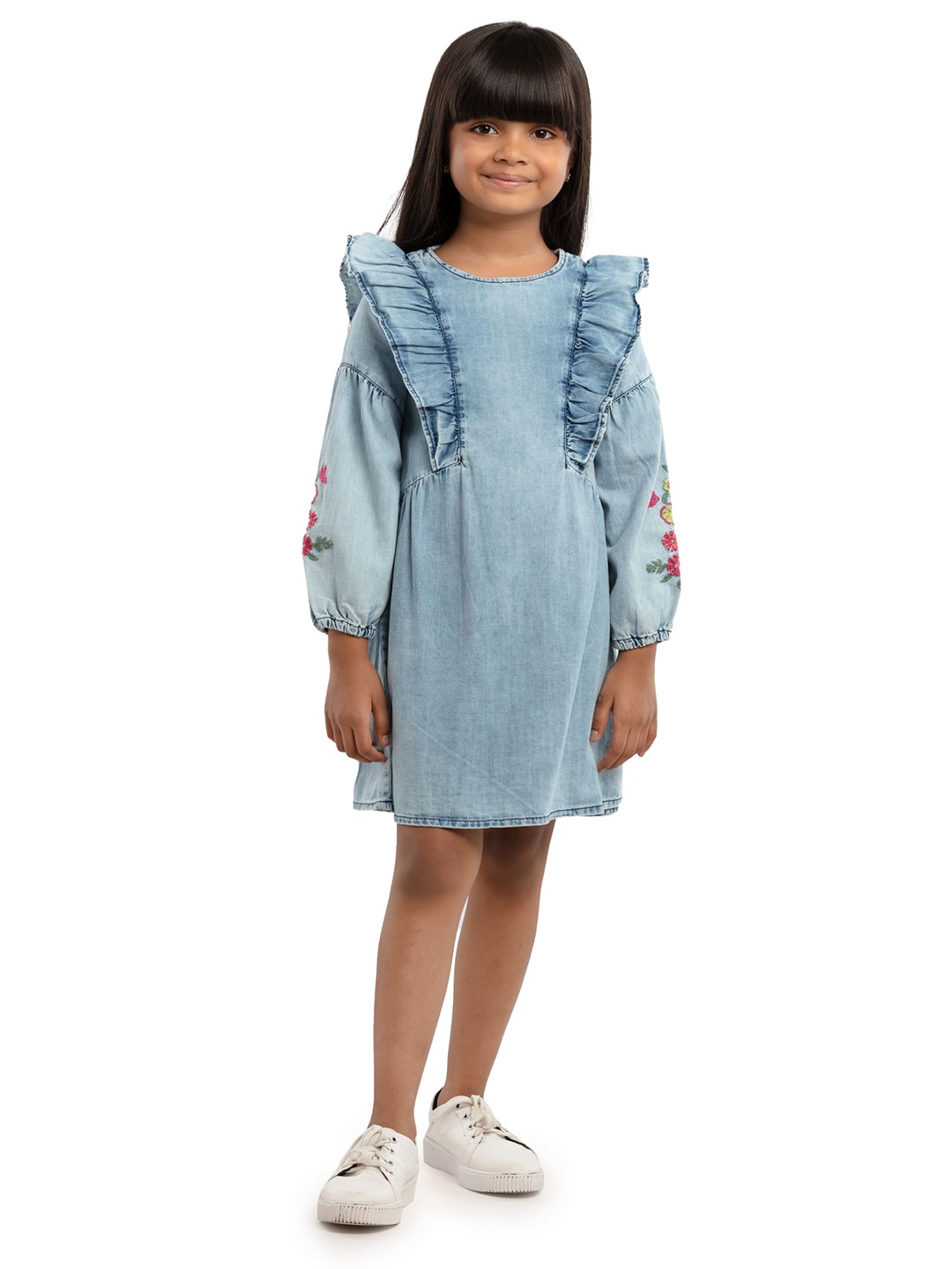 

UNDER FOURTEEN ONLY Girls Blue Solid Dress