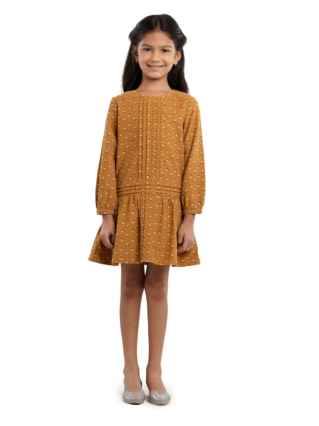 

UNDER FOURTEEN ONLY Girls Yellow Animal Drop-Waist Dress
