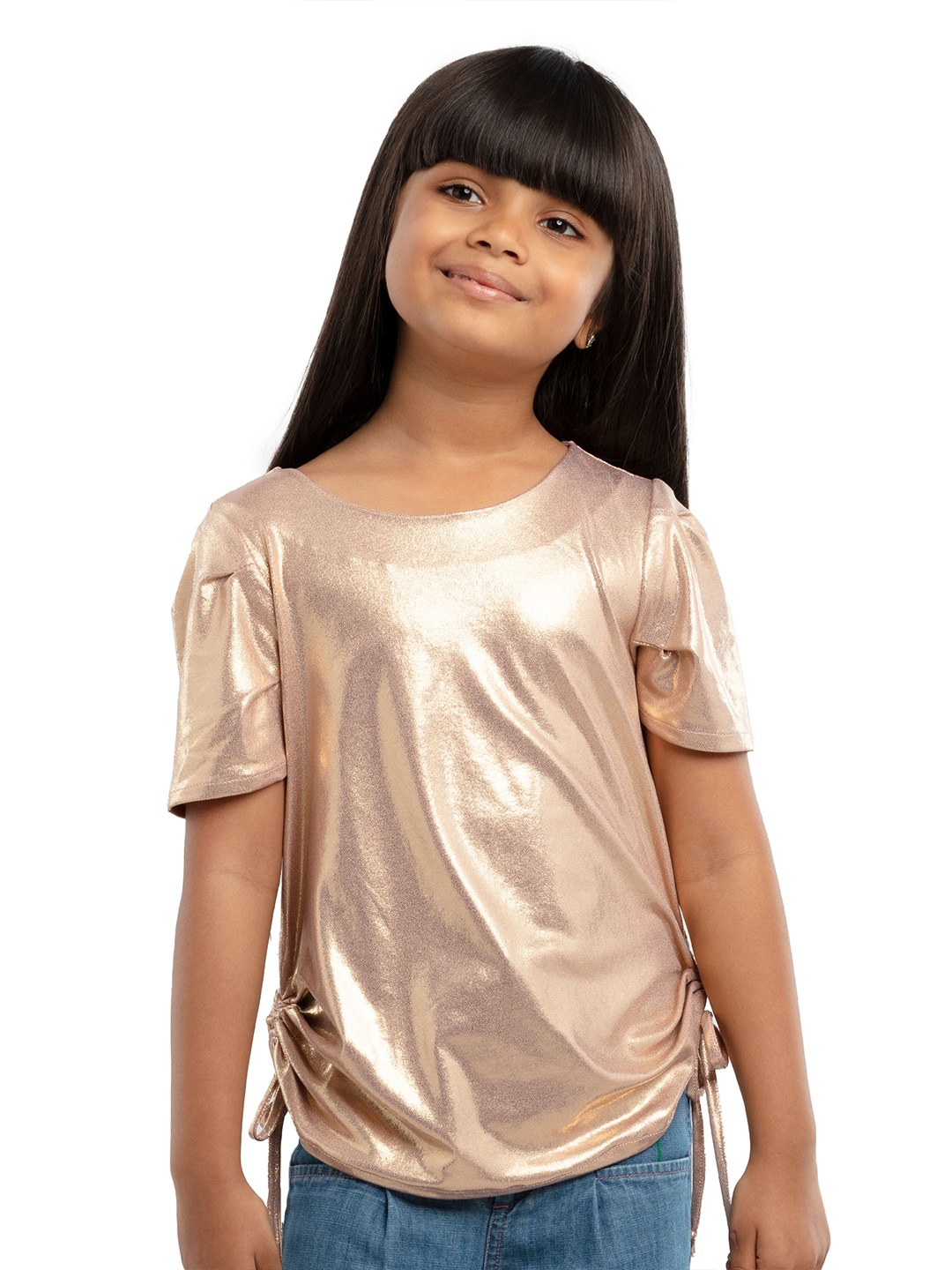 

UNDER FOURTEEN ONLY Girl Gold-Toned Top