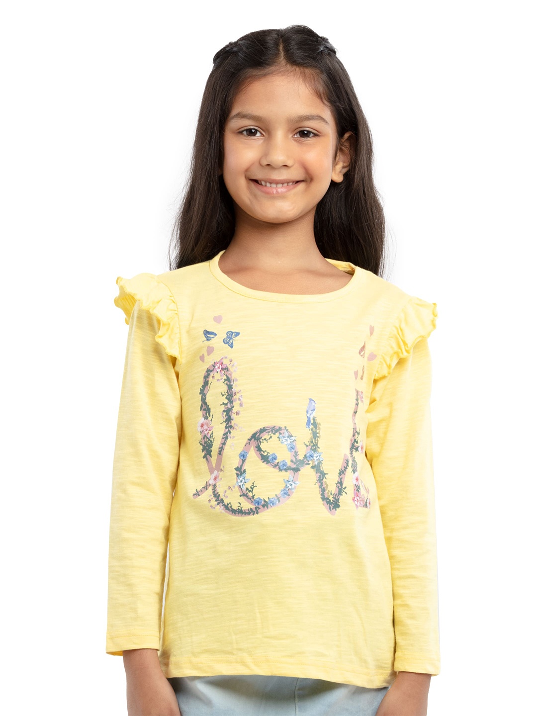 

UNDER FOURTEEN ONLY Girls Yellow Print Top
