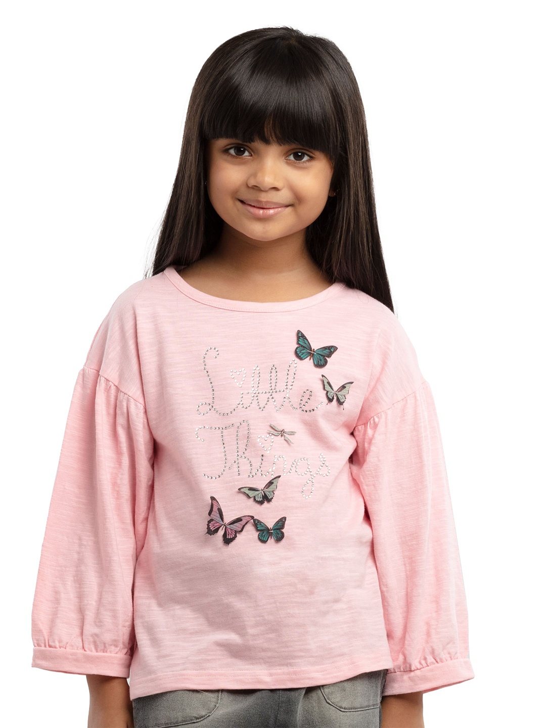 

UNDER FOURTEEN ONLY Girls Pink Printed Top