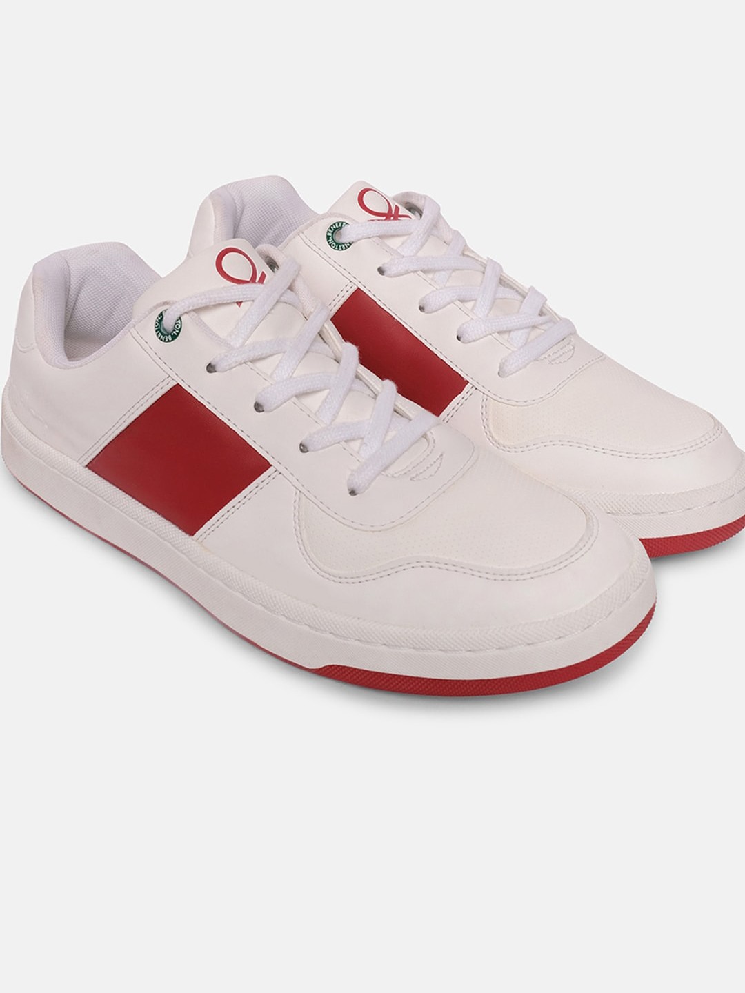 

United Colors of Benetton Men White Colourblocked PU Sneakers