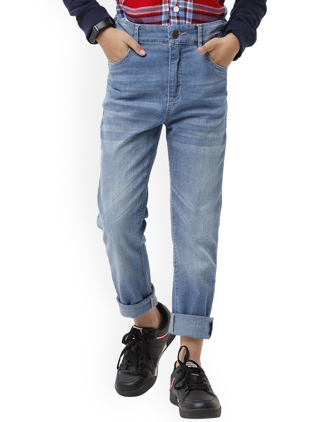

UNDER FOURTEEN ONLY Boys Blue Relaxed Fit Mildly Distressed Light Fade Jeans