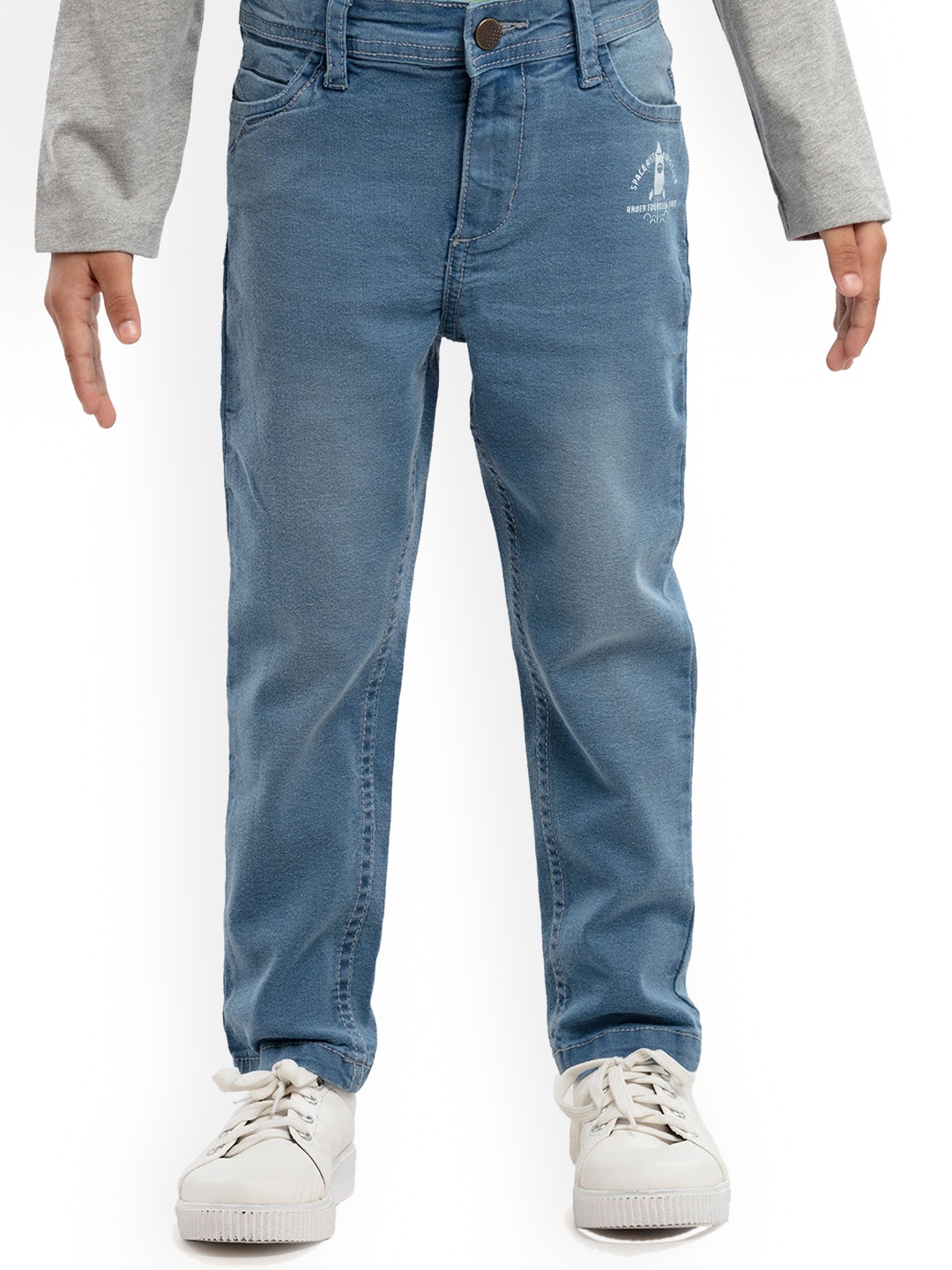 

UNDER FOURTEEN ONLY Boys Blue Relaxed Fit Mildly Distressed Light Fade Jeans