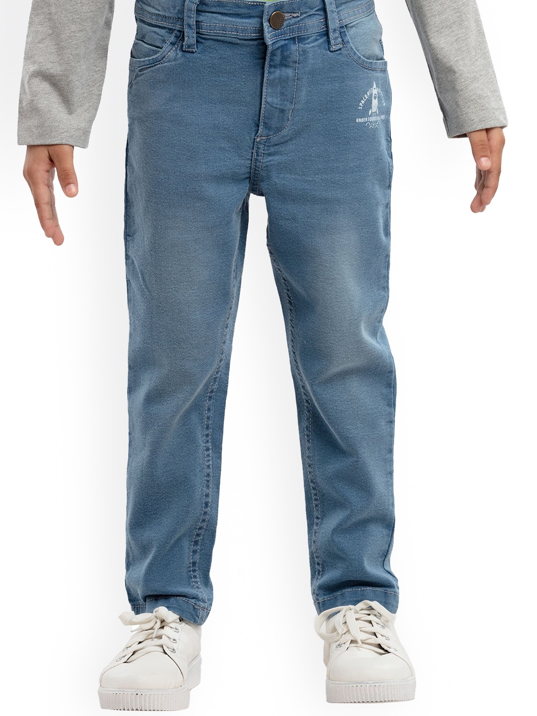 

UNDER FOURTEEN ONLY Boys Blue Relaxed Fit Mildly Distressed Light Fade Jeans