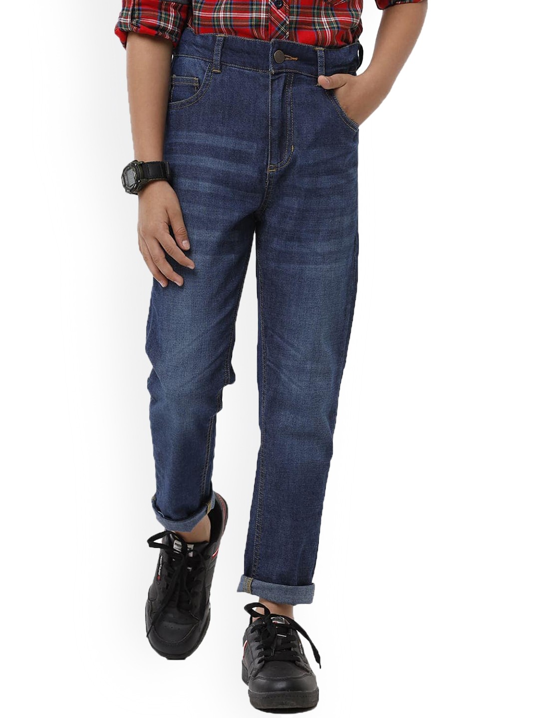 

UNDER FOURTEEN ONLY Boys Navy Blue Relaxed Fit Light Fade Jeans