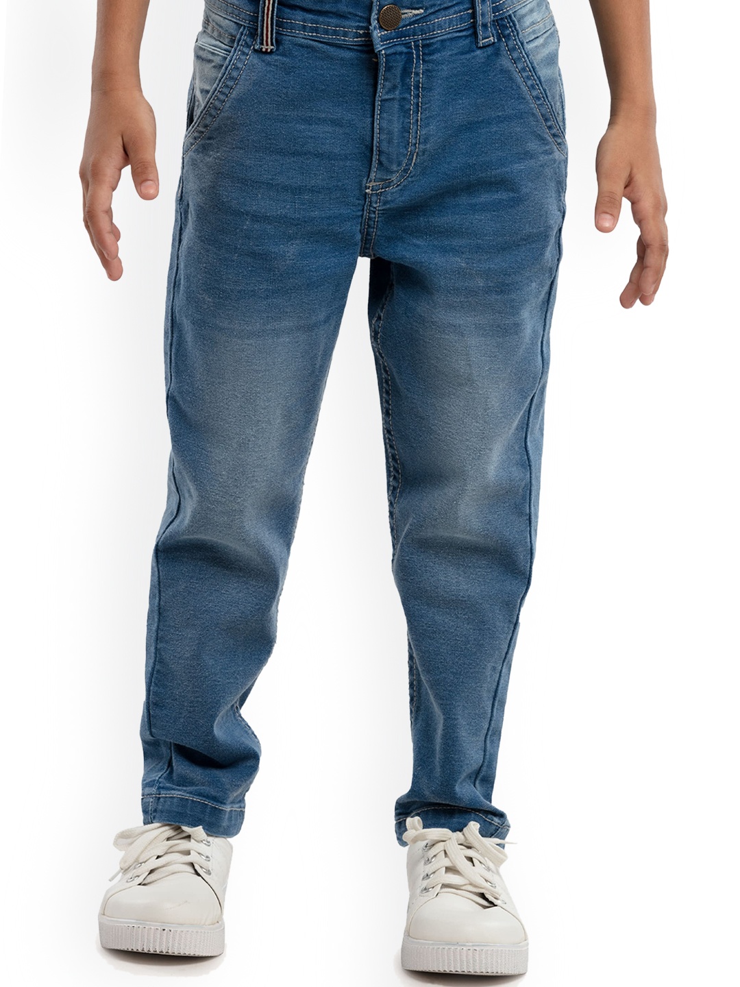 

UNDER FOURTEEN ONLY Boys Blue Relaxed Fit Low Distress Light Fade Jeans