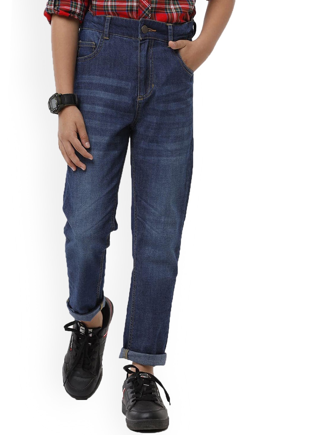 

UNDER FOURTEEN ONLY Boys Navy Blue Slim Fit Light Fade Jeans