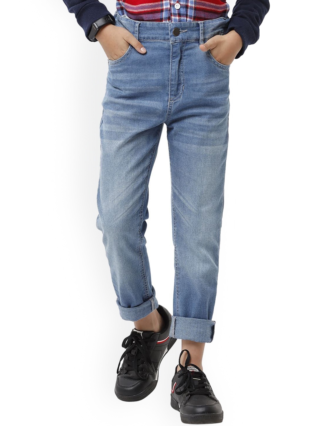 

UNDER FOURTEEN ONLY Boys Blue Slim Fit Mildly Distressed Jeans