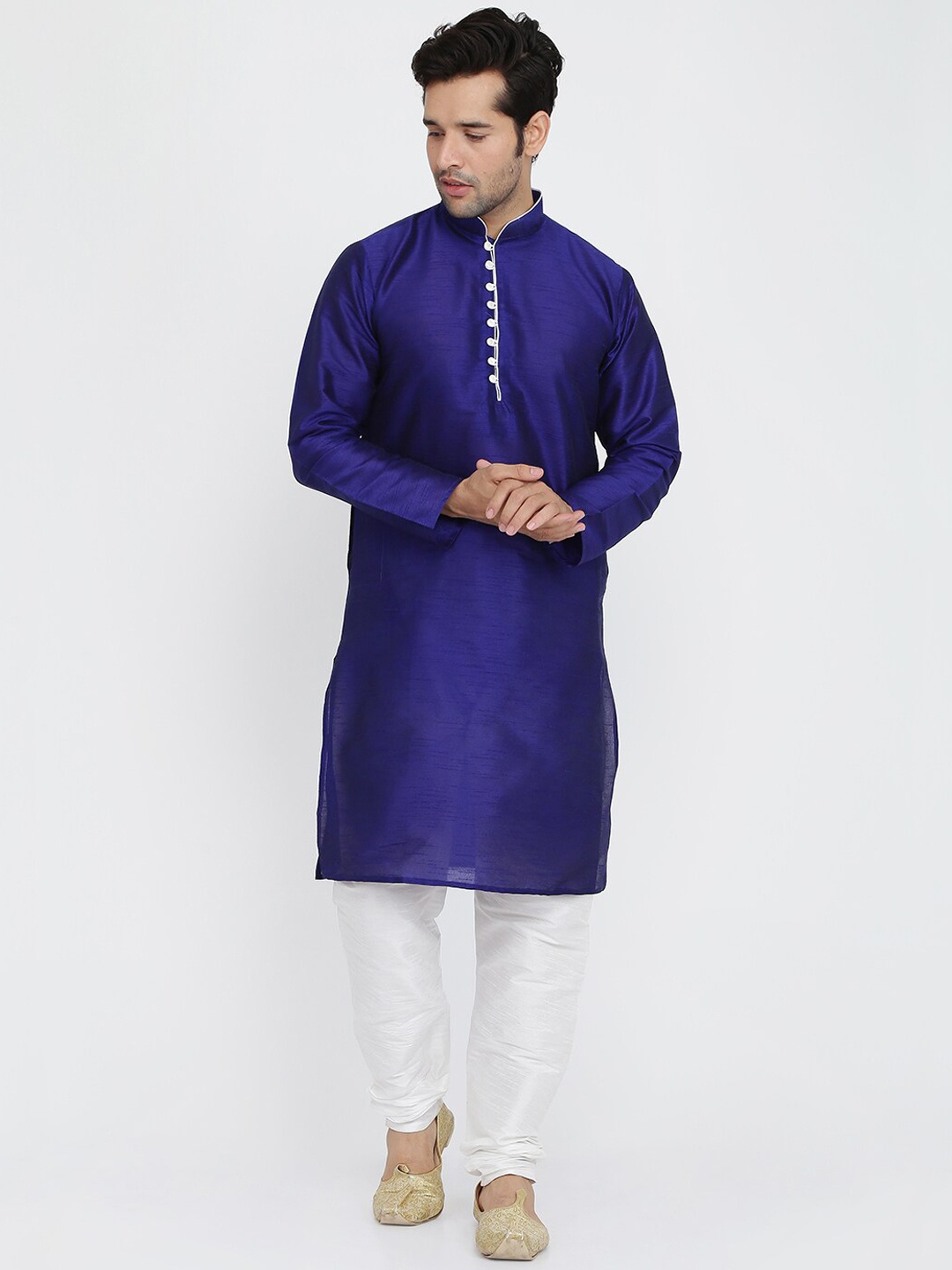 

ROYAL KURTA Men Blue Thread Work Summer Sheers Kurta