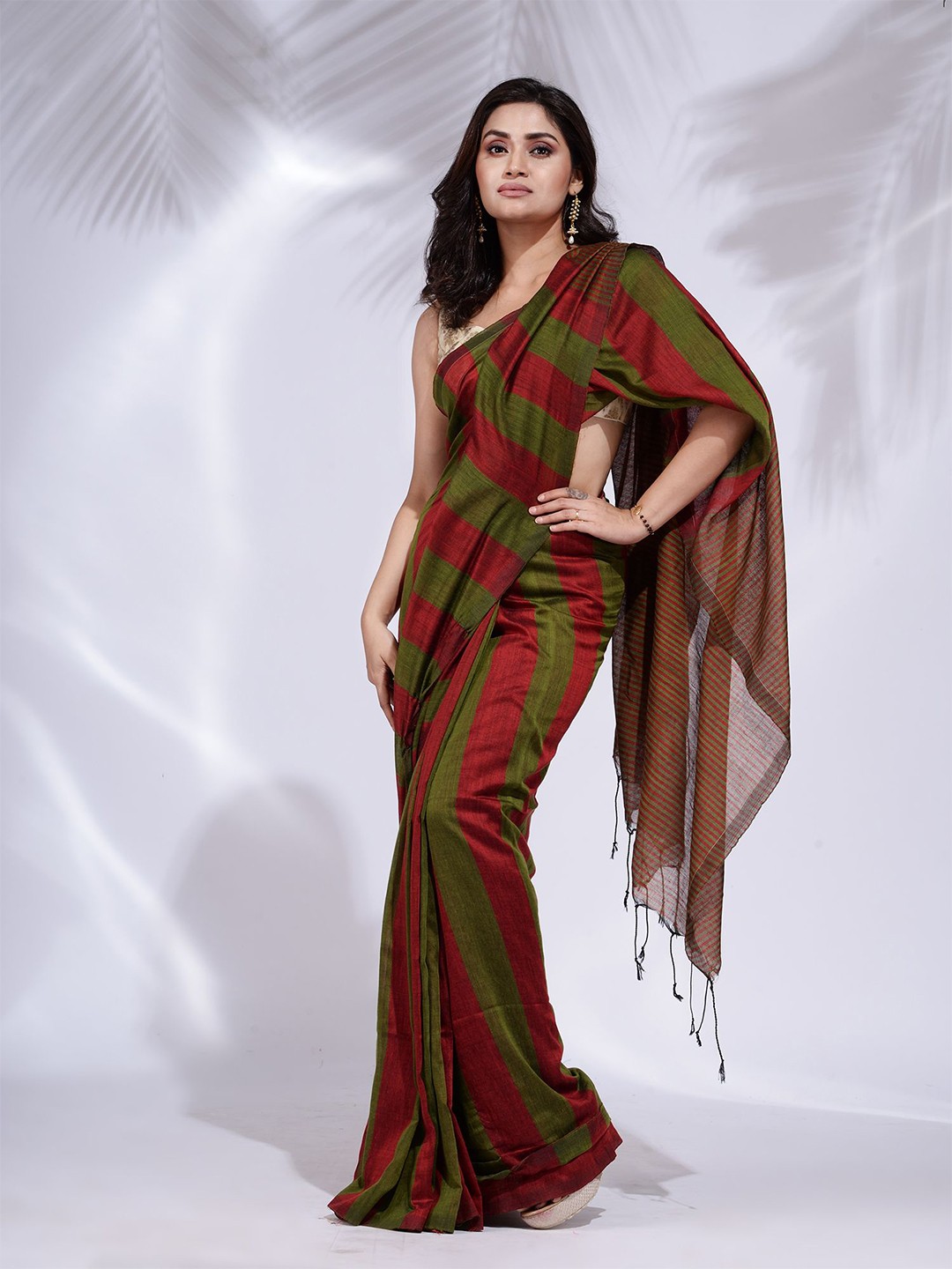 

Charukriti Red & Green Pure Cotton Saree