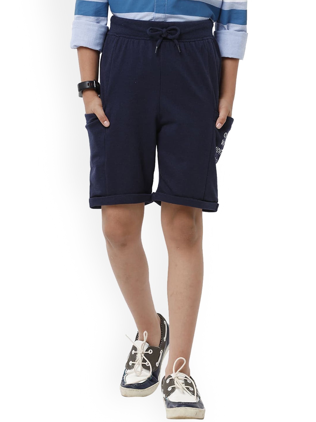 

UNDER FOURTEEN ONLY Boys Navy Blue Printed Shorts
