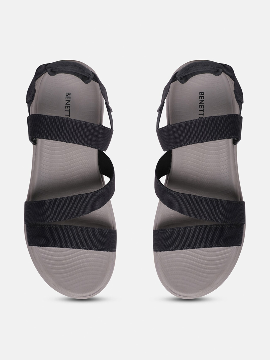

United Colors of Benetton Men Grey & Black Comfort Sandals