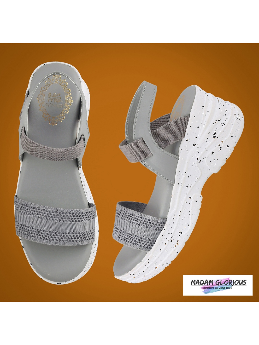 madam glorious Grey Comfortable Knitted Platform Heels