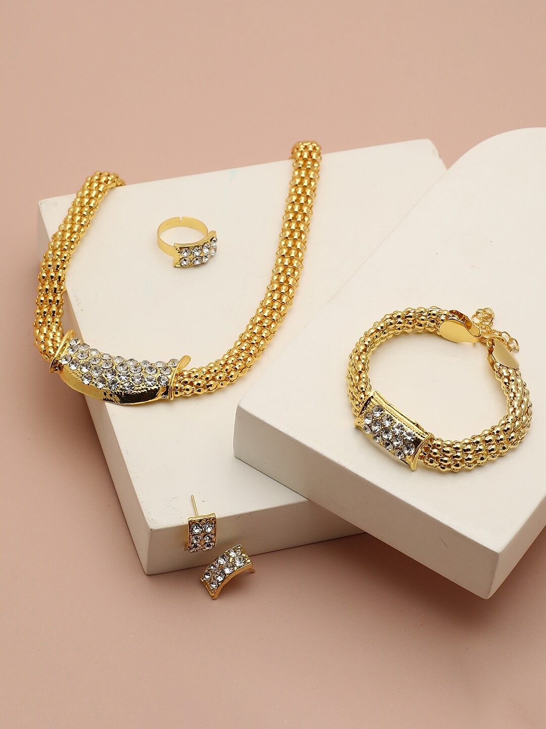 

SOHI Gold-Plated Stone Studded Jewellery Set