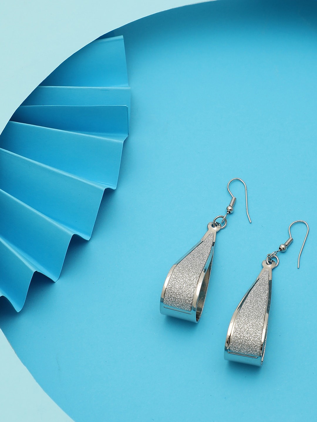 

SOHI Silver-Toned Contemporary Drop Earrings