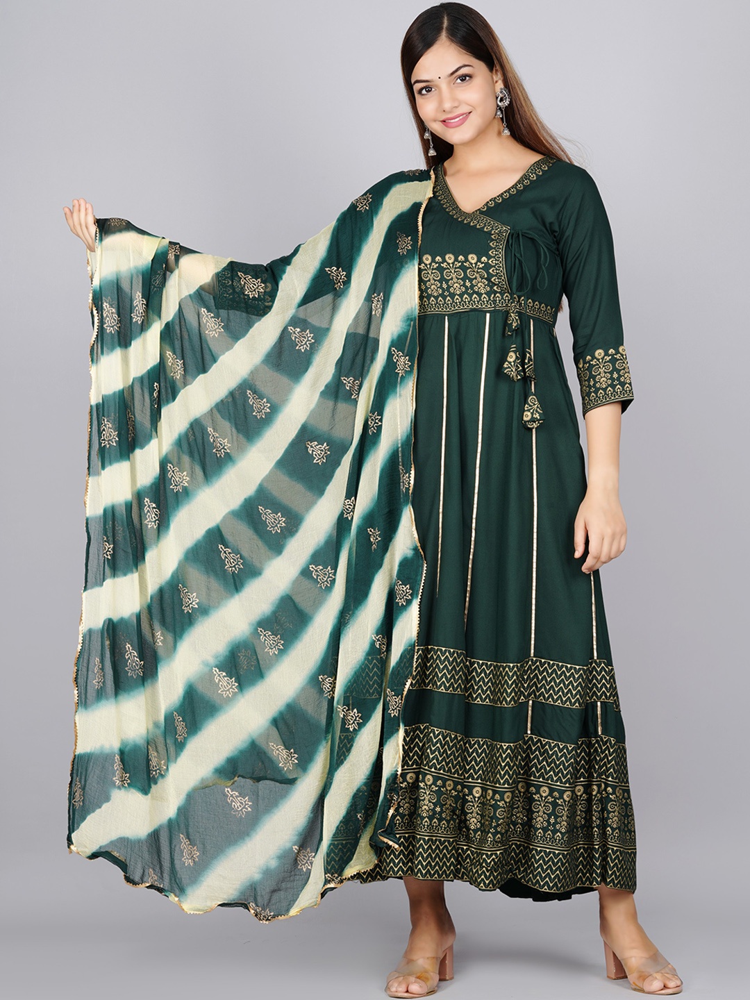 

KALINI Women Green Printed Floral Anarkali Kurta