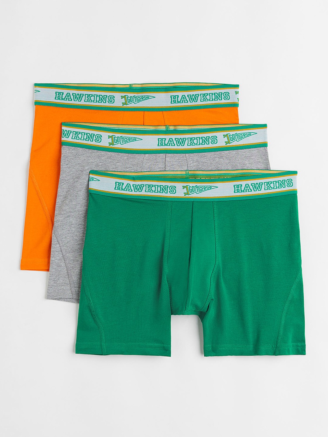 

H&M Men Pack Of 3 Mid Trunks Briefs, Green