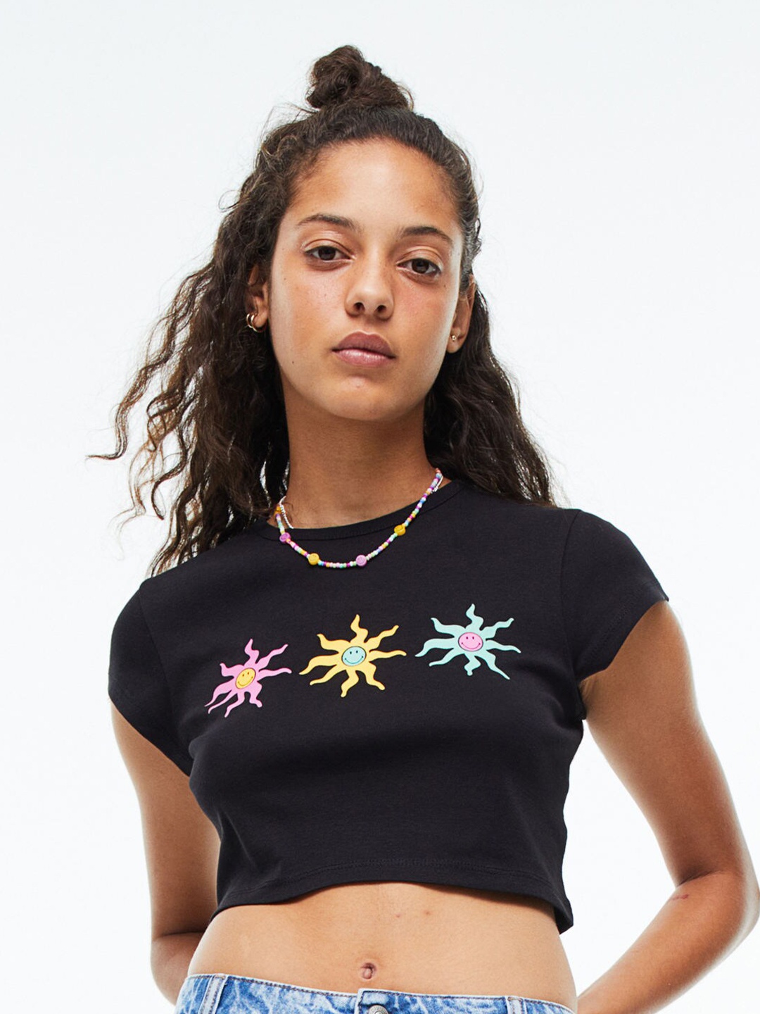 

H&M Black & Yellow Crop Top