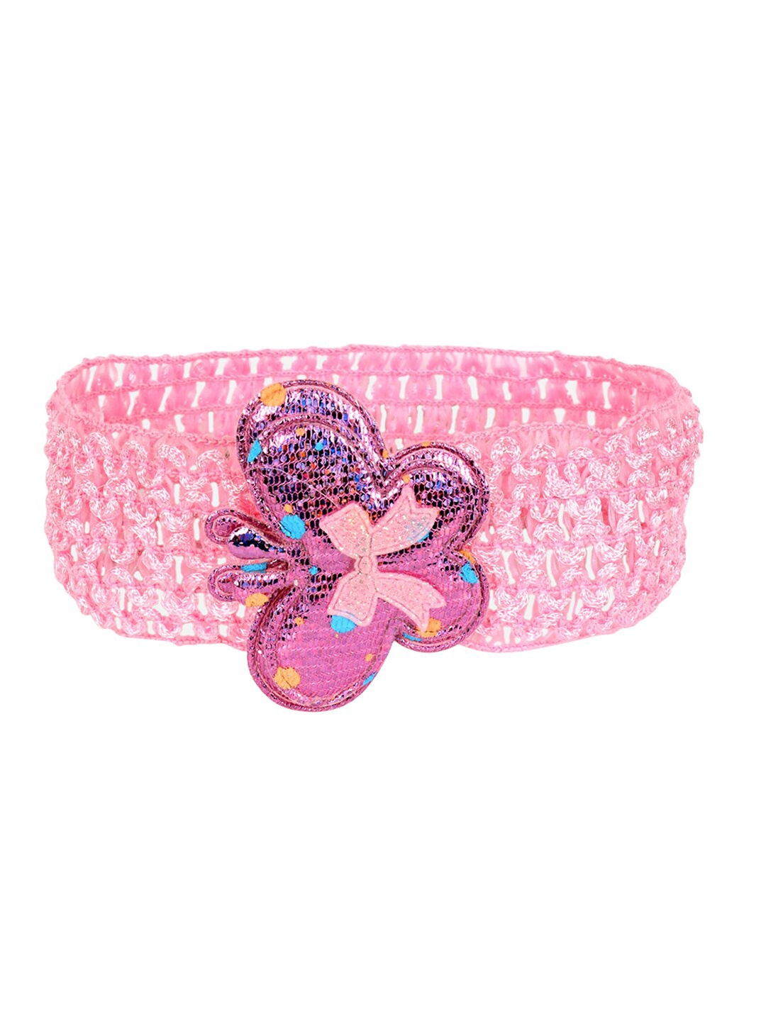 

lil' star Girls Pink & Blue Butterfly Embellished Crochet Hairband