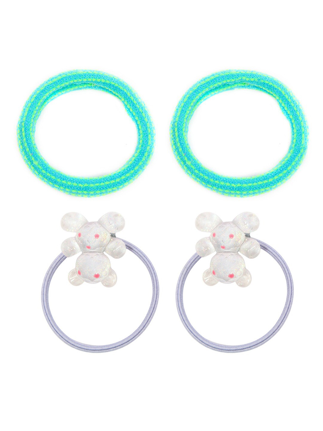 

lil' star Girls Pack of 4 Green & Blue Ponytail Holders