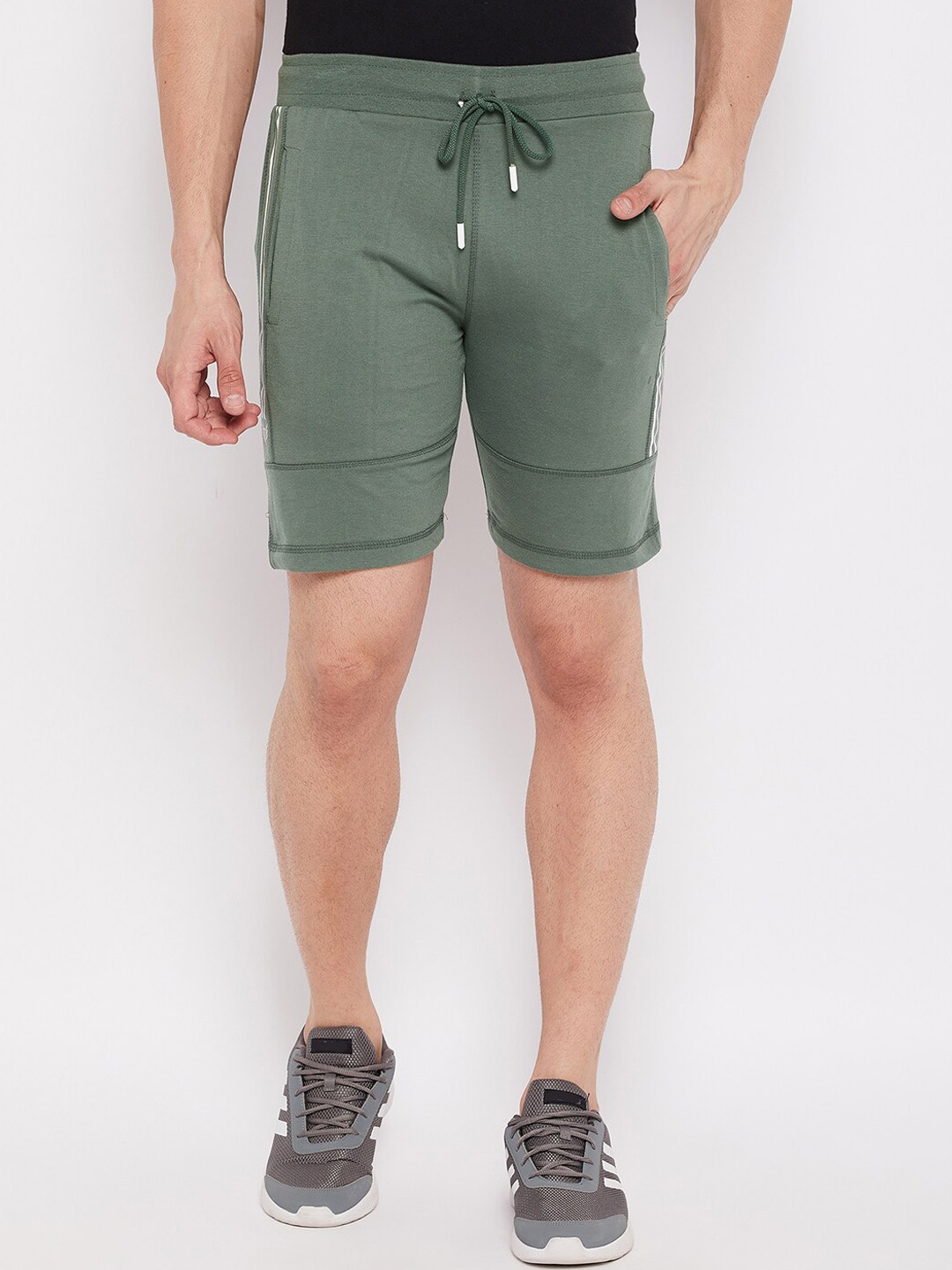 

Duke Men Green Solid Cotton Shorts